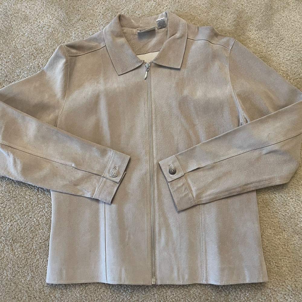 Chico’s Design 100% Leather Full Zip Collared Jacket sport coat blazer top